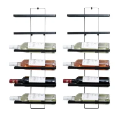 EMINZA Mobili Portabottiglie-Set di 2 portabottiglie da parete metallo 12 scompartimenti (Alt 139 cm) Léo