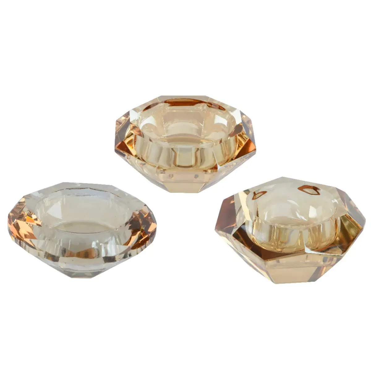 KAEMINGK Candele Natalizie-Set di 12 portacandele in vetro (D7 cm) Diamante cristallo marrone
