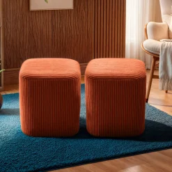 Set di 2 pouf in velluto (H38 cm) Shan Terracotta