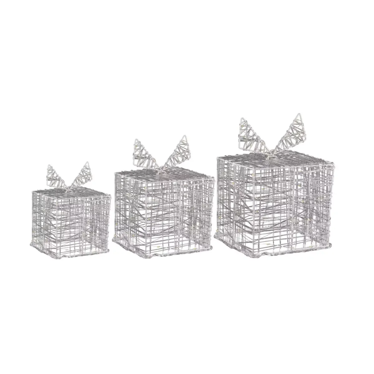 KOOPMAN Oggetti Decorativi E Illuminati-Set di 3 regali luminosi 90 LED (15 cm) Santa