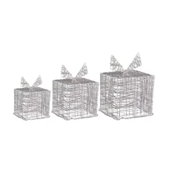 KOOPMAN Oggetti Decorativi E Illuminati-Set di 3 regali luminosi 90 LED (20 cm) Santa