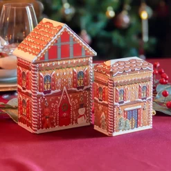 KAEMINGK Decorazioni E Oggetti Natalizi-Set di 2 Scatole contenitore decorative (H21,5 cm) Casa pan di zenzero