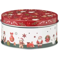 KOOPMAN Decorazioni E Oggetti Natalizi-Set di 3 scatole di metallo rotonde Bello Natale