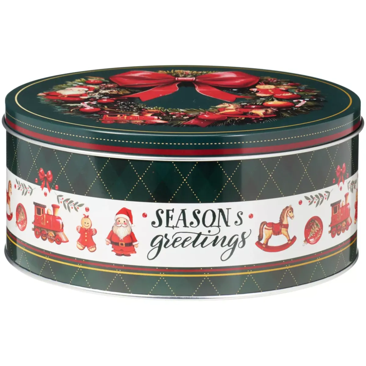 KOOPMAN Decorazioni E Oggetti Natalizi-Set di 3 scatole di metallo rotonde Bello Natale