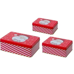 KAEMINGK Decorazioni E Oggetti Natalizi-Set di 3 scatole in metallo Babbo Natale (H13 cm) e bianco