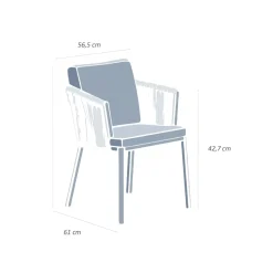 Set di 2 sedie da giardino in alluminio Amalfi Bianco e terracotta