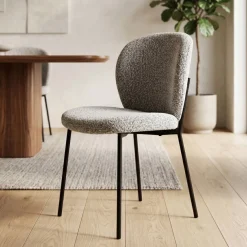Sedia-Set di 2 sedie da pranzo in bouclé (seduta 48,5 cm) Isla