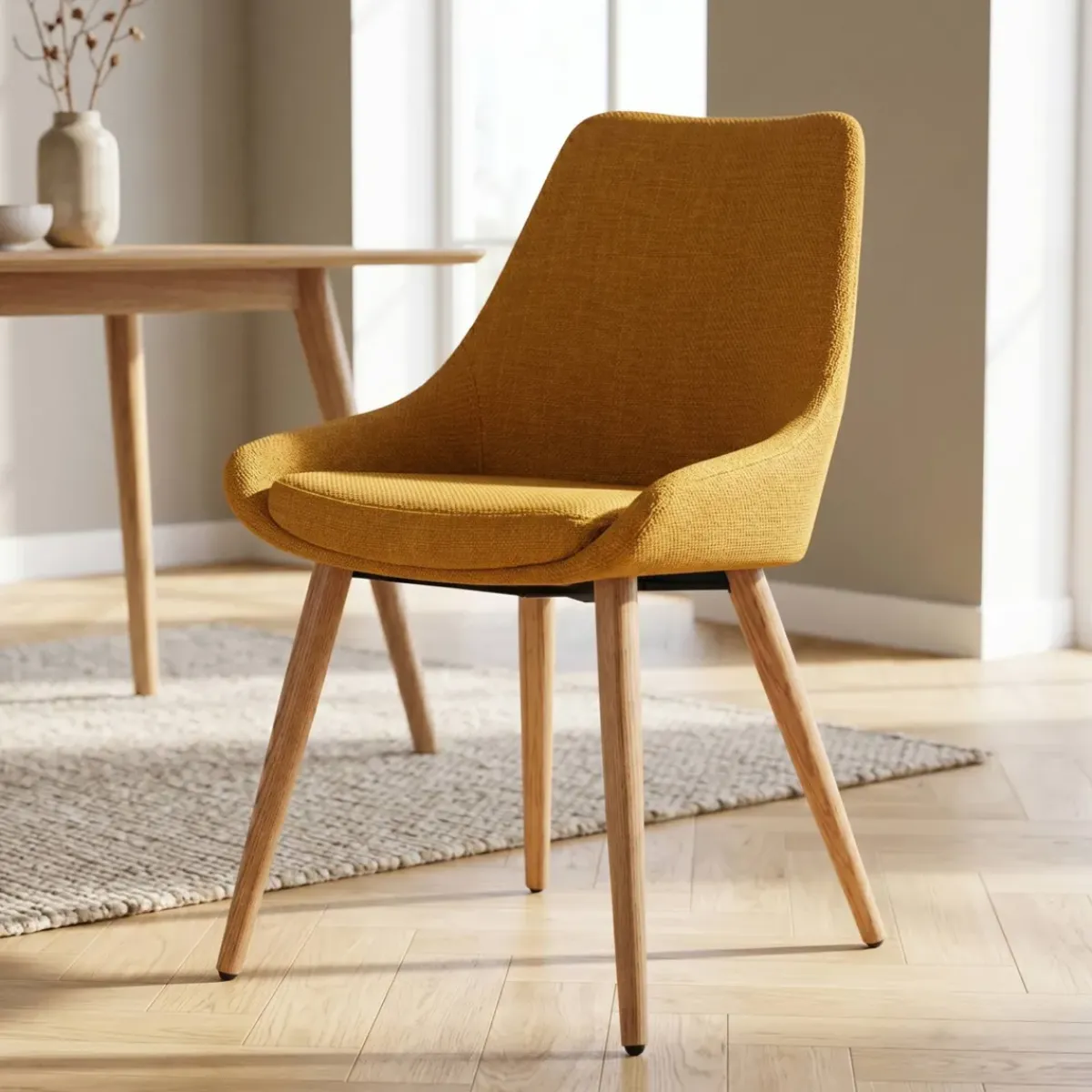 Sedia-Set di 2 sedie da pranzo in tessuto (seduta 47 cm) Juno