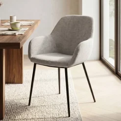 Sedia-Set di 2 sedie da pranzo in tessuto chenille (seduta 48 cm) Zola