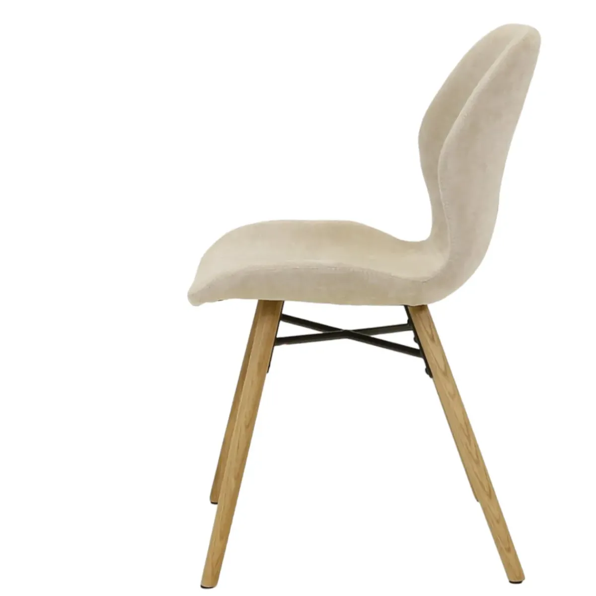 Sedia-Set di 2 sedie da pranzo in tessuto testurizzato (seduta 46 cm) Malika Sabbia