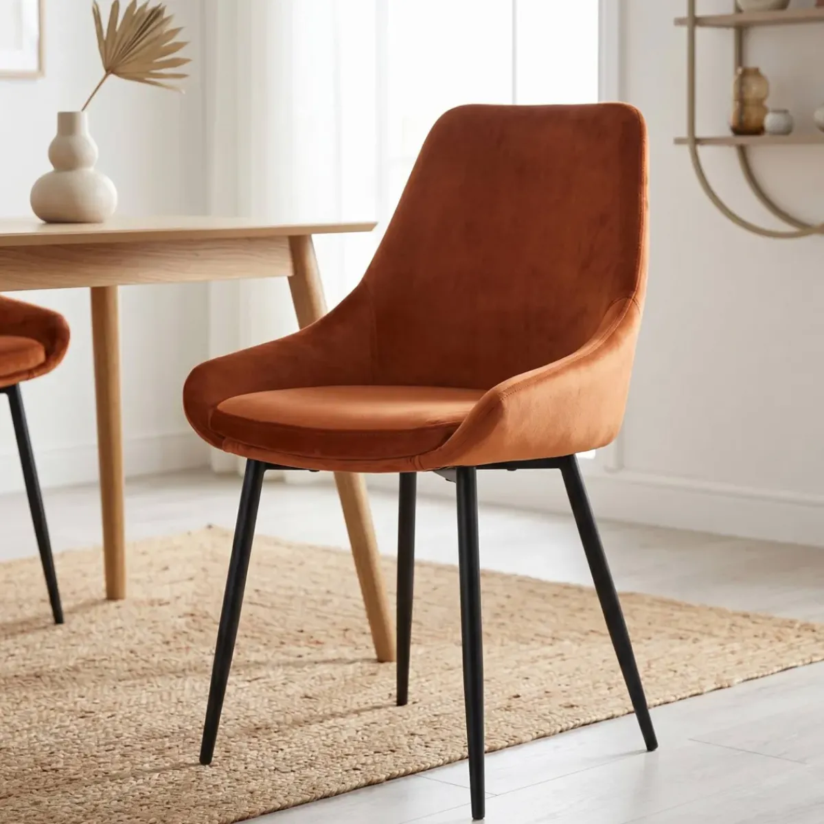 Sedia-Set di 2 sedie da pranzo in velluto (seduta 47 cm) Juno