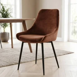 Sedia-Set di 2 sedie da pranzo in velluto (seduta 47 cm) Juno