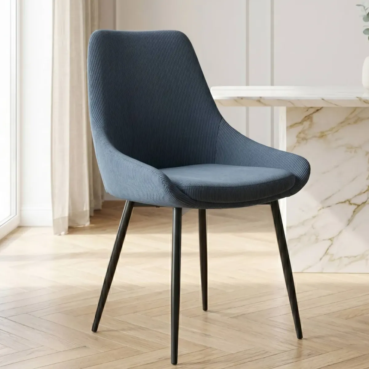 Sedia-Set di 2 sedie da pranzo in velluto a coste (seduta 47 cm) Juno