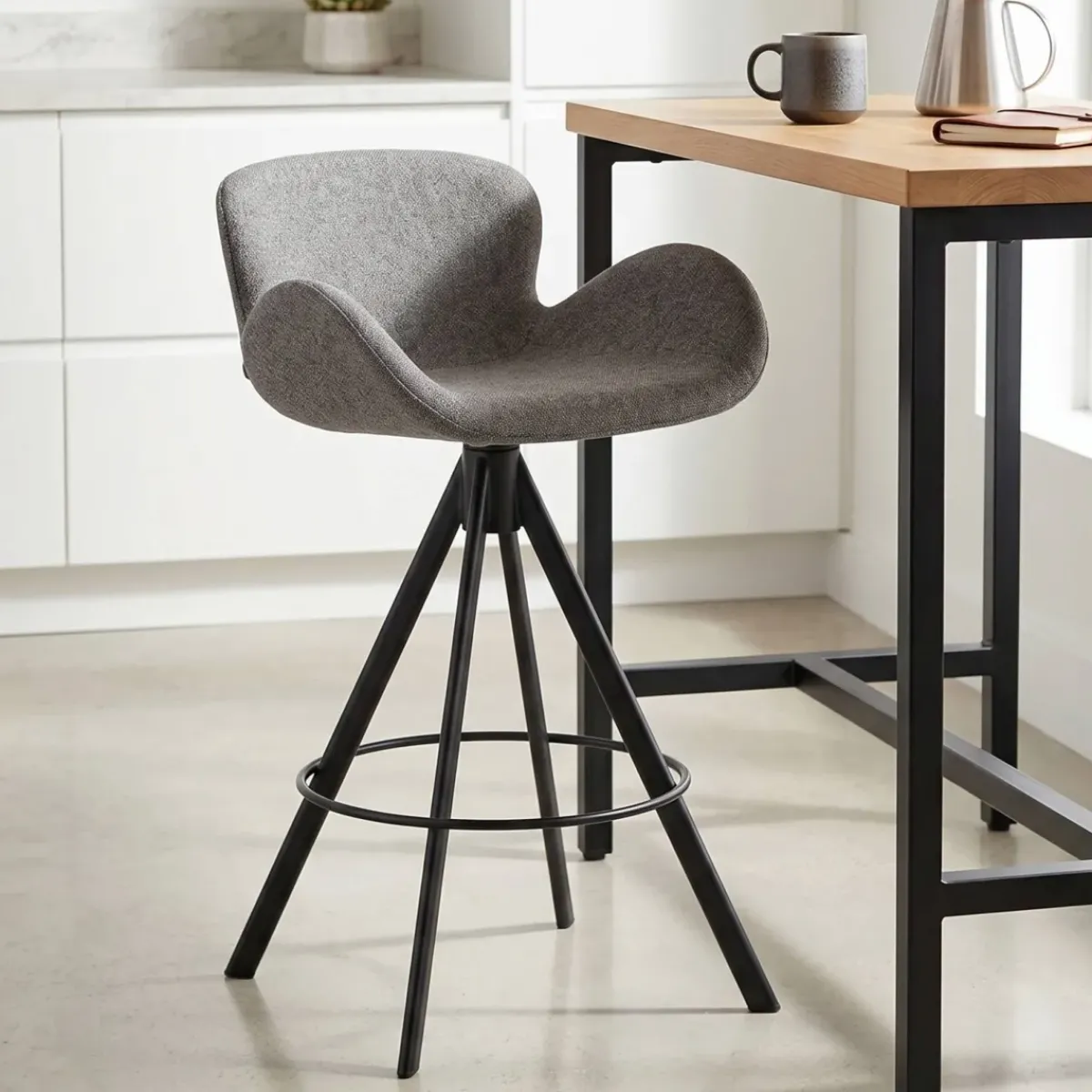 Sgabello Alto-Set di 2 sedie per isola centrale con schienale (seduta 65cm) Pema