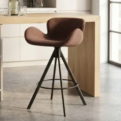 Sgabello Alto-Set di 2 sedie per isola centrale con schienale (Altezza seduta 65cm) Pema Bordeaux