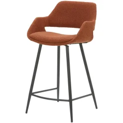 Sgabello Alto-Set di 2 sedie per isola centrale con schienale in bouclé (seduta 65cm) Soho
