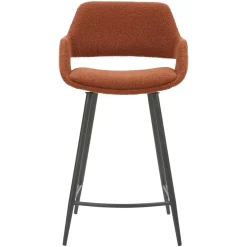 Sgabello Alto-Set di 2 sedie per isola centrale con schienale in bouclé (seduta 65cm) Soho