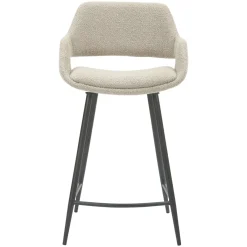 Sgabello Alto-Set di 2 sedie per isola centrale con schienale in bouclé (seduta 65 cm) Soho