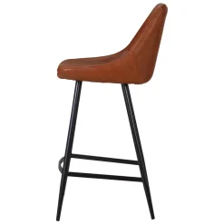 Sgabello Alto-Set di 2 sedie per isola centrale con schienale in similpelle (Altezza seduta 67cm) Juno scuro