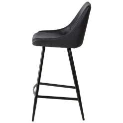 Sgabello Alto-Set di 2 sedie per isola centrale con schienale in similpelle (Altezza seduta 67cm) Juno