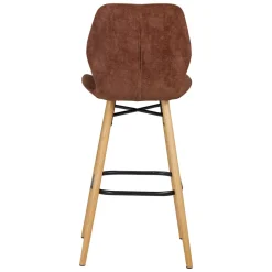 Sgabello Alto-Set di 2 sedie per isola centrale con schienale in tessuto (Altezza seduta 65cm) Malika Mogano