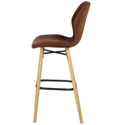 Sgabello Alto-Set di 2 sedie per isola centrale con schienale in tessuto (Altezza seduta 65cm) Malika Mogano