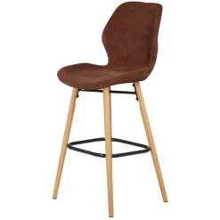 Sgabello Alto-Set di 2 sedie per isola centrale con schienale in tessuto (Altezza seduta 65cm) Malika Mogano