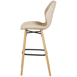 Sgabello Alto-Set di 2 sedie per isola centrale con schienale in tessuto (Altezza seduta 65cm) Malika sabbia