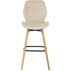 Sgabello Alto-Set di 2 sedie per isola centrale con schienale in tessuto (Altezza seduta 65cm) Malika sabbia