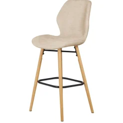 Sgabello Alto-Set di 2 sedie per isola centrale con schienale in tessuto (Altezza seduta 65cm) Malika sabbia