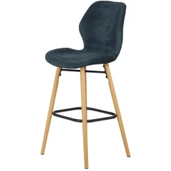 Sgabello Alto-Set di 2 sedie per isola centrale con schienale in tessuto (Altezza seduta 65cm) Malika scuro