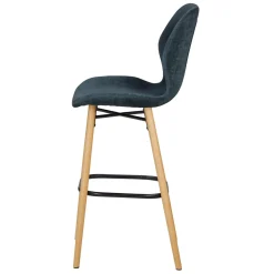 Sgabello Alto-Set di 2 sedie per isola centrale con schienale in tessuto (Altezza seduta 65cm) Malika scuro