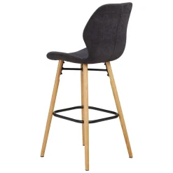 Sgabello Alto-Set di 2 sedie per isola centrale con schienale in tessuto (Altezza seduta 65 cm) Malika