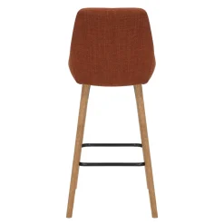 Sgabello Alto-Set di 2 sedie per isola centrale con schienale in tessuto (Altezza seduta 67cm) Juno gambe in rovere