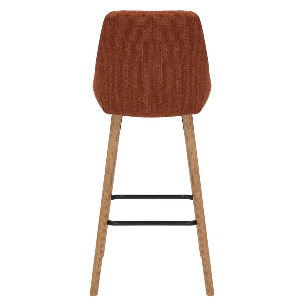 Sgabello Alto-Set di 2 sedie per isola centrale con schienale in tessuto (Altezza seduta 67cm) Juno gambe in rovere