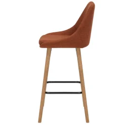 Sgabello Alto-Set di 2 sedie per isola centrale con schienale in tessuto (Altezza seduta 67cm) Juno gambe in rovere