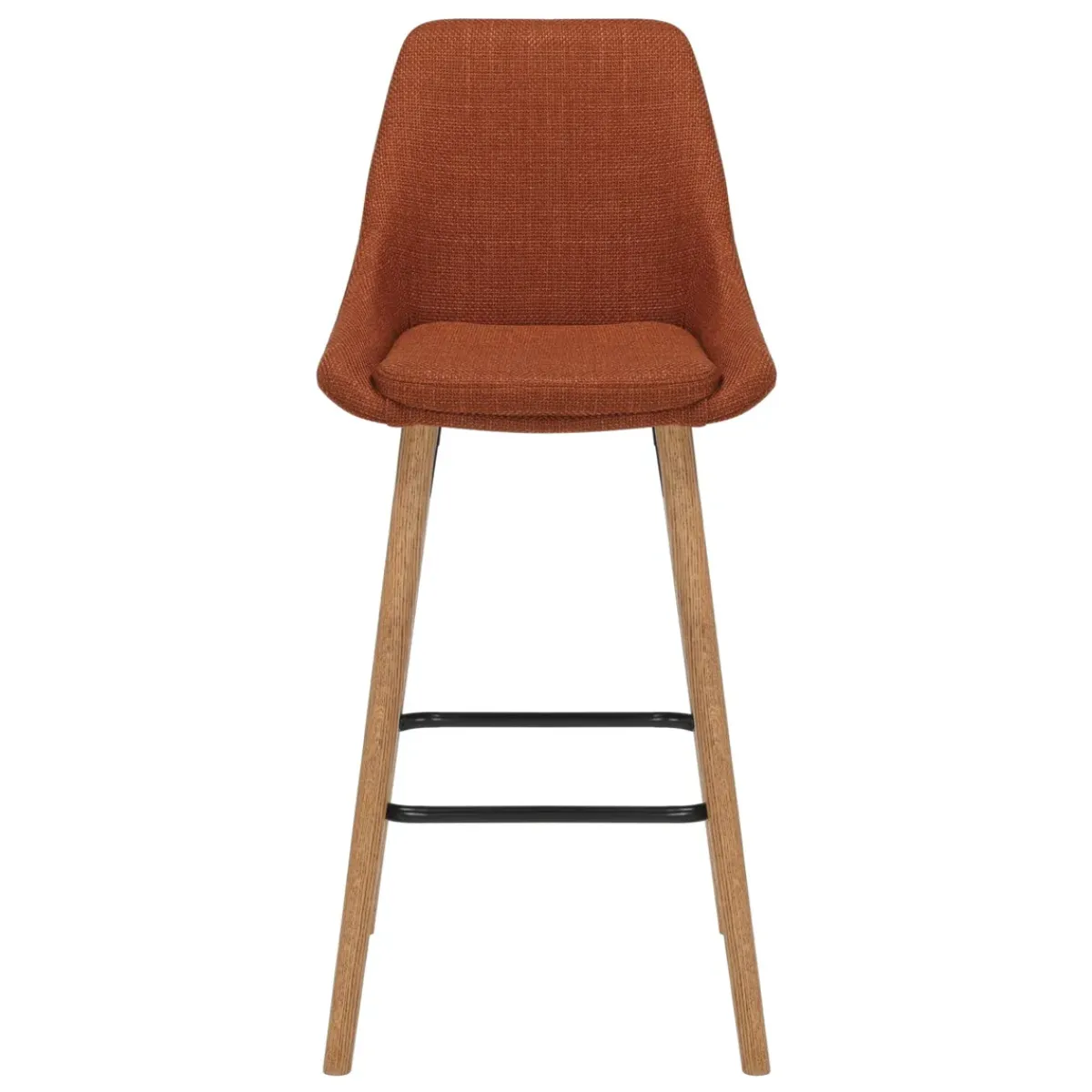 Sgabello Alto-Set di 2 sedie per isola centrale con schienale in tessuto (Altezza seduta 67cm) Juno gambe in rovere