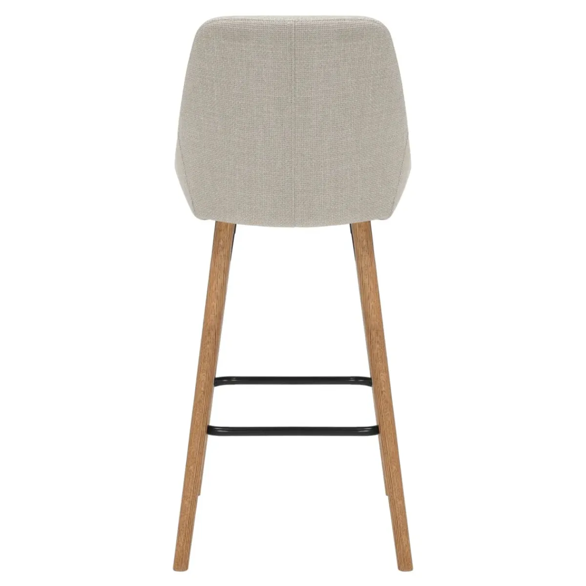 Sgabello Alto-Set di 2 sedie per isola centrale con schienale in tessuto (Altezza seduta 67cm) Juno Crema gambe in rovere