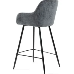Sgabello Alto-Set di 2 sedie per isola centrale con schienale in tessuto chenille (seduta 65cm) Zola