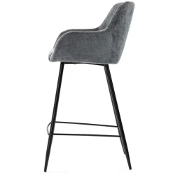 Sgabello Alto-Set di 2 sedie per isola centrale con schienale in tessuto chenille (seduta 65cm) Zola