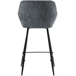 Sgabello Alto-Set di 2 sedie per isola centrale con schienale in tessuto chenille (seduta 65cm) Zola