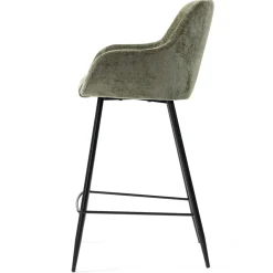 Sgabello Alto-Set di 2 sedie per isola centrale con schienale in tessuto di velluto (Altezza seduta 65 cm) Zola