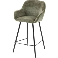 Sgabello Alto-Set di 2 sedie per isola centrale con schienale in tessuto di velluto (Altezza seduta 65 cm) Zola