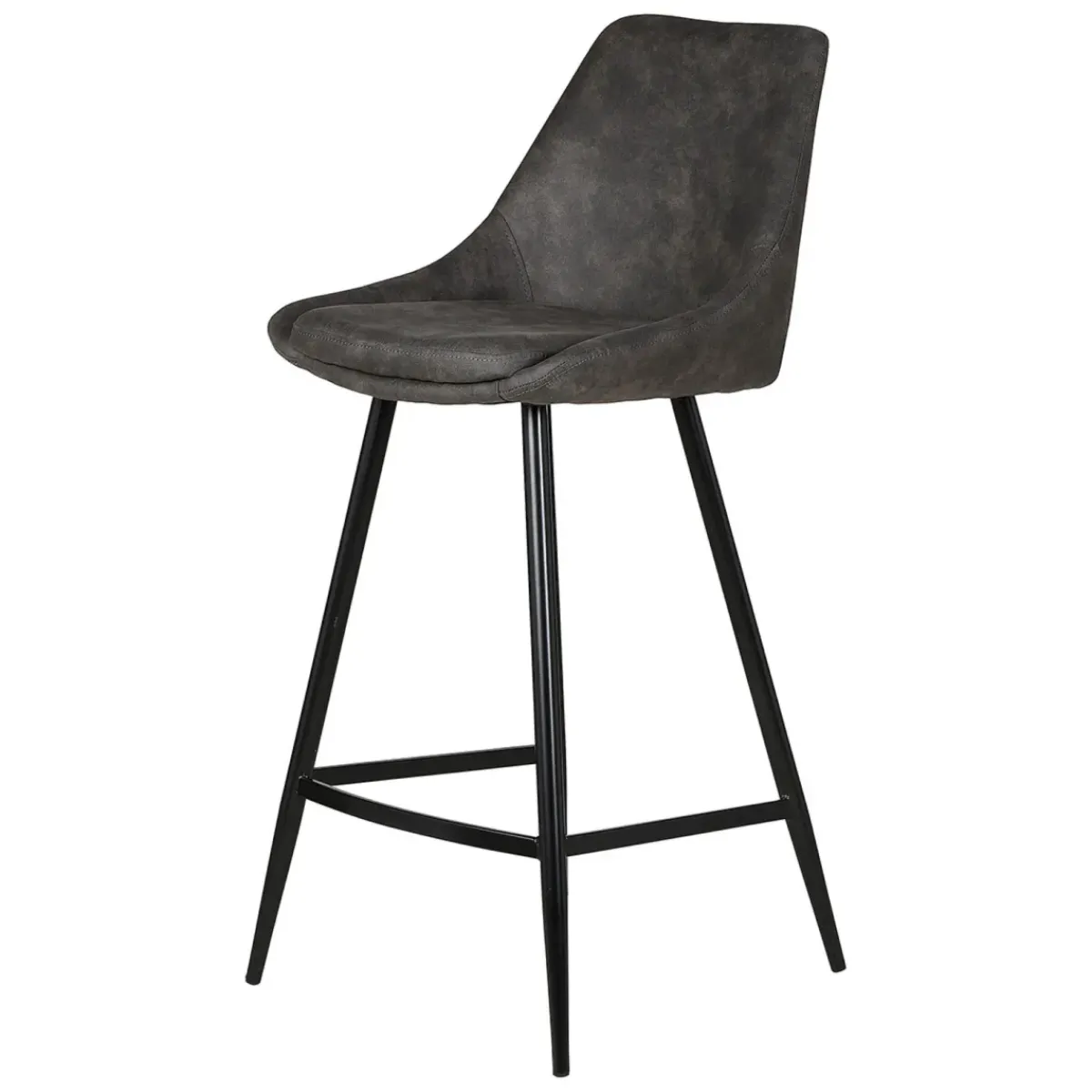 Sgabello Alto-Set di 2 sedie per isola centrale con schienale in tessuto effetto camoscio (Altezza seduta 67cm) Juno