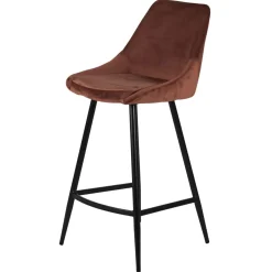 Sgabello Alto-Set di 2 sedie per isola centrale con schienale in velluto (Altezza seduta 67cm) Juno