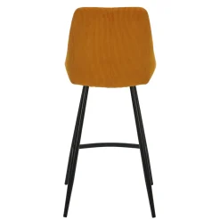 Sgabello Alto-Set di 2 sedie per isola centrale con schienale in velluto a coste (Altezza seduta 67cm) Juno curry