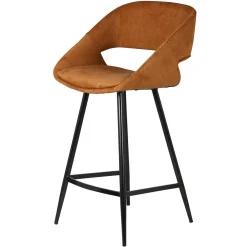 Sgabello Alto-Set di 2 sedie per isola centrale con schienale in velluto a coste (Altezza seduta 68cm) Kosmo