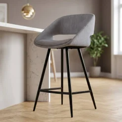 Sgabello Alto-Set di 2 sedie per isola centrale con schienale in velluto a coste (Altezza seduta 68cm) Kosmo