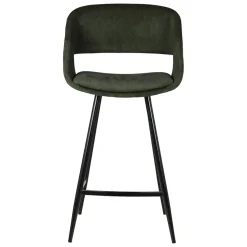 Sgabello Alto-Set di 2 sedie per isola centrale con schienale in velluto a coste (Altezza seduta 68cm) Kosmo scuro