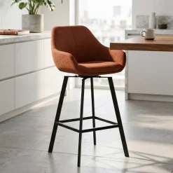 Sgabello Alto-Set di 2 sedie per isola centrale girevoli con schienale in tessuto (Altezza seduta 64cm) Zila